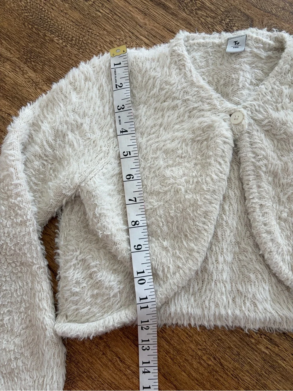 8 girls fuzzy bolero cardigan long sleeve sweater fur cream color by TU
